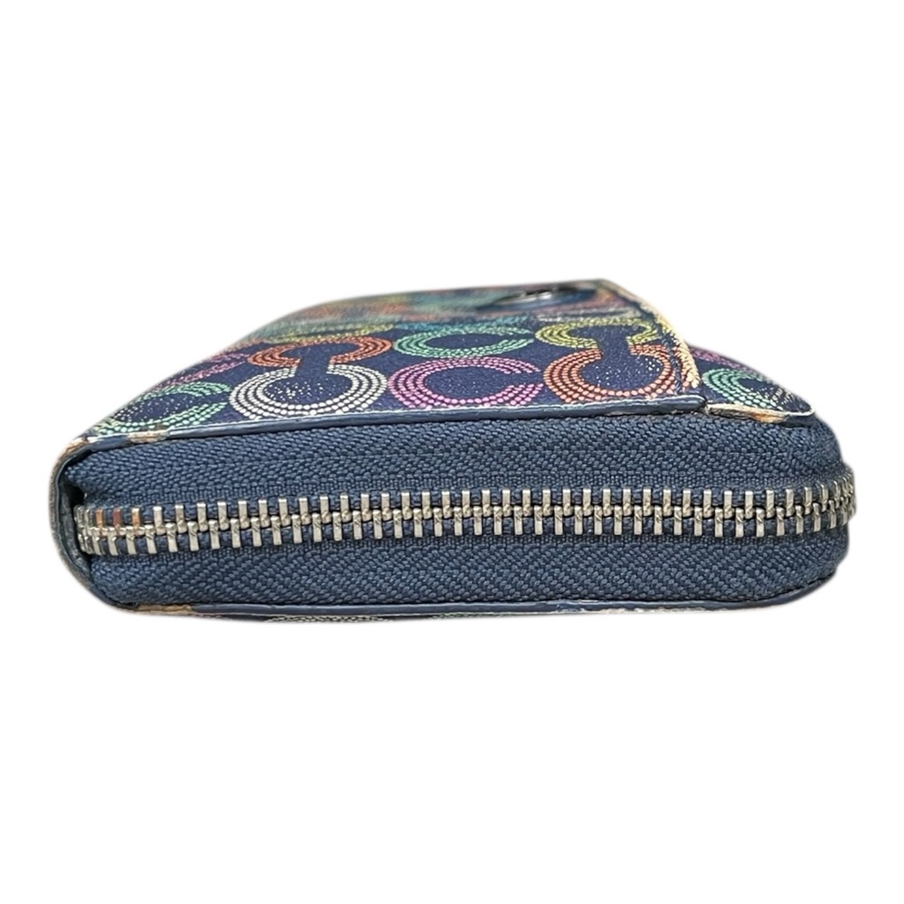 Coach Waverly Signature C Coated Canvas Accordion Zip Around Wallet, Navy Multi - Picture 7 of 12